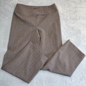 Style & Co Stretch Dress Pants Womens 10 Brown Gold Pinstripe Wide Leg Trousers